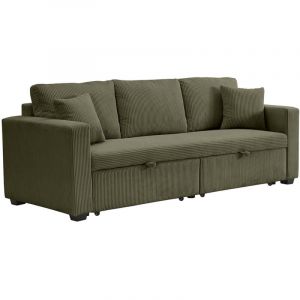 Cyrus - canap&eacute; droit 3 places convertible en velours c&ocirc;tel&eacute;