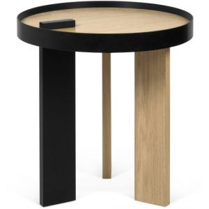 Image de TemaHome Table d'Appoint "Bruno" 50cm Chêne & Noir