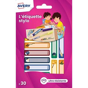 Avery-Zweckform 30 Étiquettes autocollantes résistantes pour marquer les Stylos, Crayons, Feutres. Parfait pour l'école, la maternelle, le collège. Design magie 50x10mm