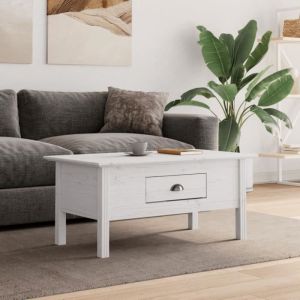 VidaXL Table Basse Bodo Blanc 100x55x45 Cm Bois De Pin Massif