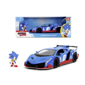 Jada Sonic Lamborghini 1:24, 253255082 +8 Ans en m&eacute;tal moul&eacute; sous Pression, avec Personnage Sonic Inclus