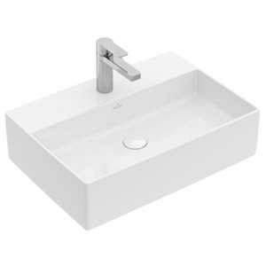 Image de Villeroy & Boch Memento 2.0 Lavabo à poser 50x42cm avec 1 trou pour robinetterie ceramic+ avec trop plein blanc 4a0750r1