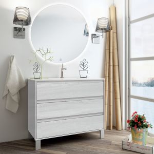 -17% - Cosyneo - Meuble de salle de bain - TIRIS 3C et miroir Led SOLEN - 80cm