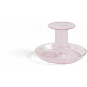 Hay Bougeoir Flare Stripe Small / H 7,5 cm - Verre rose en verre