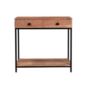 Miliboo Console 2 tiroirs en acacia et métal L80 cm AXELLE