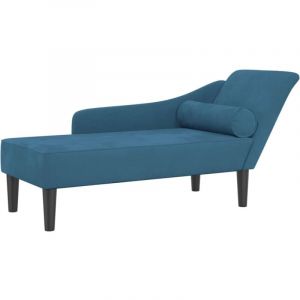 VidaXL Chaise longue avec coussins bleu velours, canapé rembourré, canapé pour chambre à coucher, canapé à 2 places, canapé, siège de salon