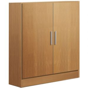 Pegane Armoire / placard de rangement de 2 portes coloris Merisier - longueur 82 x profondeur 35 x hauteur 90 cm