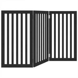 VidaXL Barrière pour chien pliable 3 panneaux noir bois de peuplier