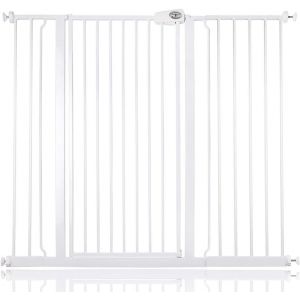 Safetots Barrière Extra Haute Premium Pour Chien, Installation Facile Par Pression Pour Chien Et Chiot, 121,3cm - 128,9cm, Extra Haute De 104cm, Couleur Blanc