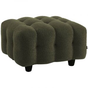 Sweeek - Pouf, module pour canapé, repose-pieds pour canapé 3 places en bouclette texturée kaki l 69 x p 59 x h 48cm - Leon