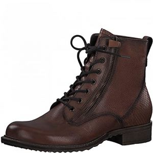 Tamaris Femme Bottes, Dame Bottes à Lacets,TOUCHit,Bottes à Lacets,Demi-Bottes,laçage,Cognac/Snake,37 EU / 4 UK
