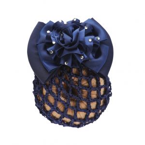HORKA papillon avec noeud en forme de fleur et strass bleu foncé