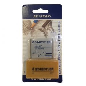 Staedtler Gommes artistiques de haute qualité, Étui blister avec 1 gomme mie de pain et 1 gomme artistique, 5427SBK2-C - version allemande
