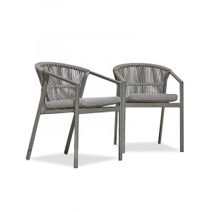 Remarquable Lot de 2 Fauteuils de jardin - Gris anthracite