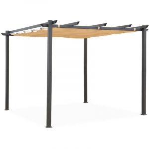 Alice's Garden Pergola aluminium - Isla 3x3m - Toile beige- Tonnelle id&eacute;ale pour votre terrasse. toit r&eacute;tractable. toile coulissante. structure aluminium - Beige