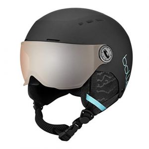 Bollé Quiz Visor Casque de Ski Jeunesse Unisexe, Matte Black & Blue/Orange Gun, 49-52cm