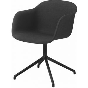 Image de Muuto Fauteuil pivotant Fiber / Rembourré - Tissu intégral noir en tissu