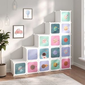 VidaXL Armoire de rangement pour enfants avec 15 cubes Blanc PP