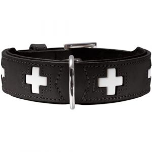 Hunter Hundehalsband Swiss, Collier de chien en cuir, 70, Noir