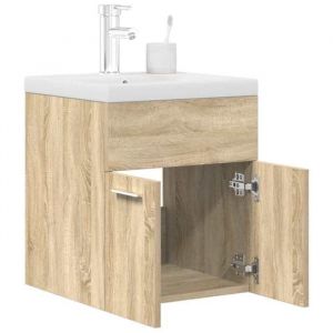 VidaXL Armoire lavabo de salle de bain et vasque et robinet int&eacute;gr&eacute;s