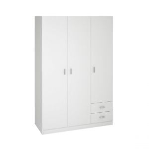 Image de Pegane Armoire placard / meuble de rangement coloris blanc - Hauteur 180 x Longueur 120 x Profondeur 52 cm