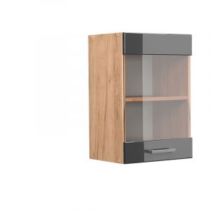 Meuble de cuisine haut vitré R-Line, Anthracite Haute brillance, 40 cm Vicco