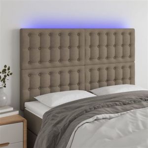 VidaXL Hoofdbord LED 144x5x118/128 cm stof taupe3122860