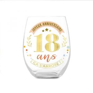 STC VERRE ROND TRANSPARENT ANNIVERSAIRE 18ANS