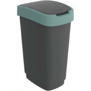 Rotho Poubelle pour les dechets Swing Twist 10L noir/vert foncé