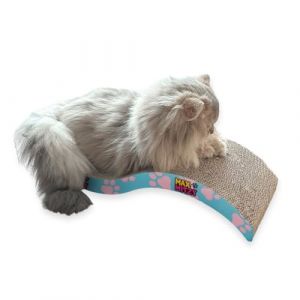 Max&mitzy - Féli'Zen - Griffoir pour Chat avec Herbe à Chat - Design Vague, Carton Double Face à Griffer - 53 x 20,5 x 10 cm