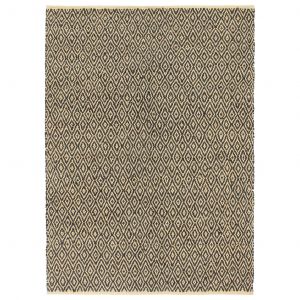 Image de VidaXL Tapis Chindi tissé à la main Cuir Coton 160 x 230 cm Noir