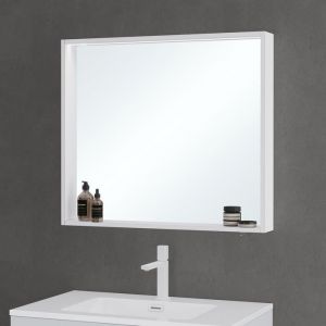 Miroir de Salle de Bain avec Étagère Armoire Murale avec Éclairage Miroir Suspendue 80x12x70 cm Blanc Mat SpiegelSR-01 - Mai&mai