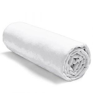 Alpes Blanc - Drap Housse uni 100% Coton 57 Fils/cm&sup2; - Fabrication fran&ccedil;aise &ndash; Grand Bonnet 30 cm &ndash; Doux et Durable &ndash; Couleur Grand Teint