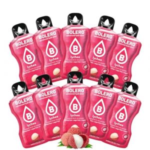 BOLERO Litchi | 10 sticks 9g de Poudre pour Boisson sans sucre &agrave; la Stevia | Sans Conservateur ni colorants artificiels, Faible en calories, il convient pour toute la Famille
