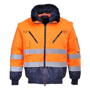 Image de Portwest Blouson pilote 3 en 1 haute visibilité Orange/Marine L