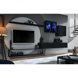 Ensemble Meuble TV Design " I" 330cm Noir Prix