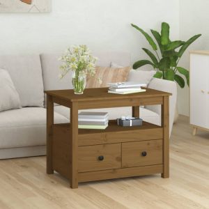 VidaXL Table basse Marron miel 71x49x55 cm Bois massif de pin