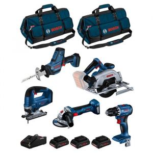 Image de Bosch Kit BK503BAG (GSR 18V-45 GKS 18V-57-2 GST 18V-125 B GWS 18V-7 GSA 18V-LI C 3x4,0Ah ProCOREGAL18V-40 2xHDBAG)