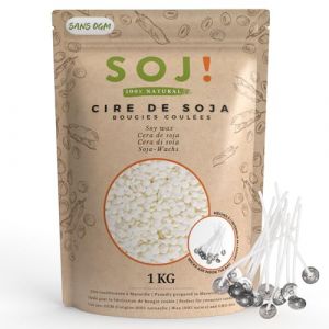 Cire pour bougie - SOJ - 1KG - Soja v&eacute;g&eacute;tal - Parfum neutre - Non toxique