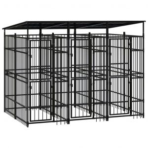VidaXL Chenil d'extérieur avec toit pour chiens Acier 5,53 m²