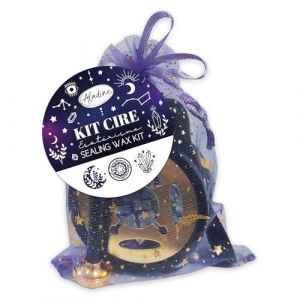 Aladine Kit de Cire &agrave; Cacheter Esot&eacute;rique - Tampon + R&eacute;chaud + Cuill&egrave;re + Perles de Cire - Voyance, Astrologie - 71133