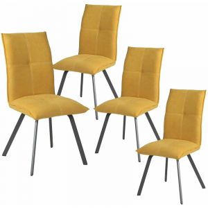 Altobuy BISPO Lot de 4 Chaises Tissu Coloris Jaune