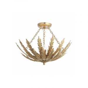 Endon Plafonnier Delphine 3 ampoules Acier Feuille d'or - Or