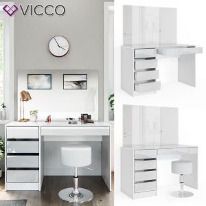 Vicco - Coiffeuse "Sherry" Blanc brillant avec banc