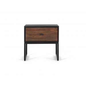 Decoration D ’ Autrefois - Table de Chevet 1 Tiroir Bois et Fer Marron 45x45x45cm - Bois-Fer