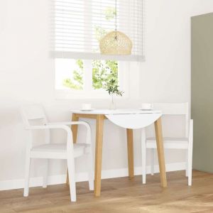 VidaXL Chaises &agrave; manger 2 pcs blanc bois massif caoutchouc
