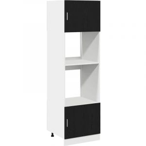 VidaXL Armoire &agrave; micro-ondes avec &eacute;tag&egrave;re Ch&ecirc;ne noir 60 x 57 x 207 cm