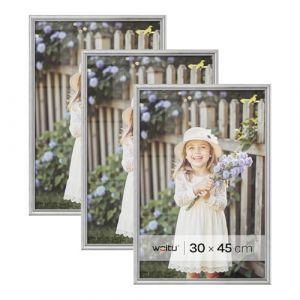 Set de 3 Cadre Photo. Argent. 30x45cm.Artos Style en Bois et Verre.Cadre décoration pour la Maison.BR9917sb-3 - Woltu