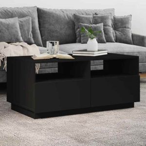 VidaXL Table Basse avec Lumi&egrave;res LED, Bout de Canap&eacute;, Table d'Appoint, Meuble de Salon Salle de S&eacute;jour Maison Int&eacute;rieur, Moderne, Noir