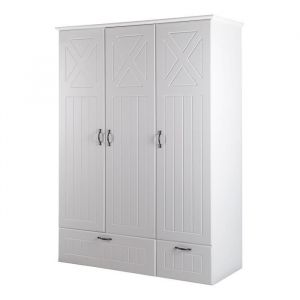 Roba Armoire -Constantin-, 3 portes battantes, 2 tiroirs, technologie à fermeture progressive, blanc